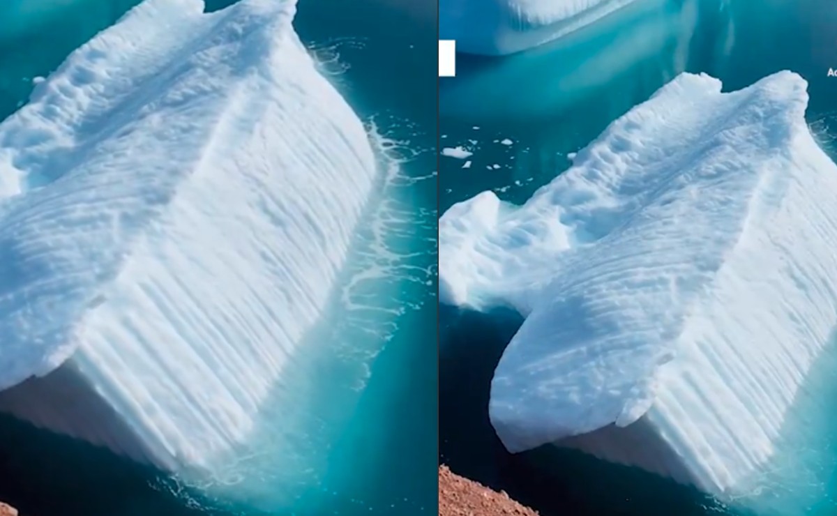 Captan momento en que iceberg se da la vuelta en Groenlandia