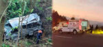 Microbus cae a barranco en el Libramiento de Chimaltenango
