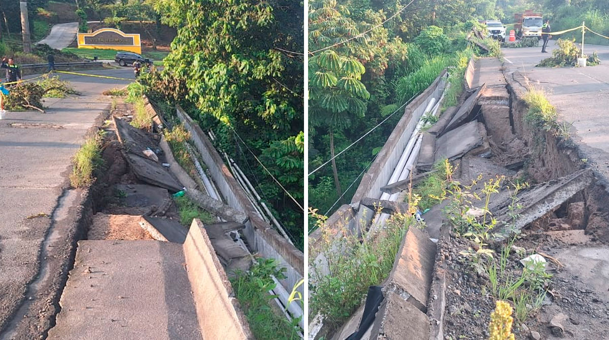 Reportan hundimiento en km 188 de la carretera de San Felipe, Retalhuleu