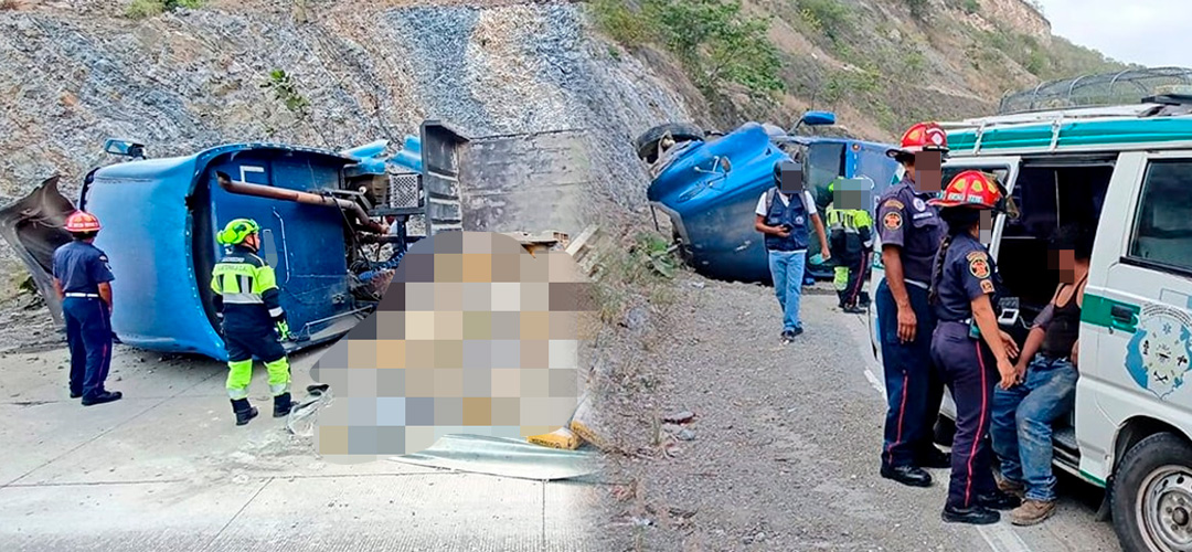 Reportan tráiler volcado en ruta al Atlántico