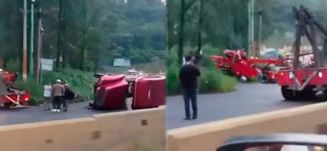 Reportan un tráiler volcó en kilómetro 26 ruta al Pacífico