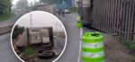 Camión queda volcado en la ruta al Pacífico
