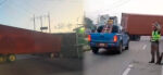 Contenedor se desprende de tráiler y complica el paso en ruta al Atlántico