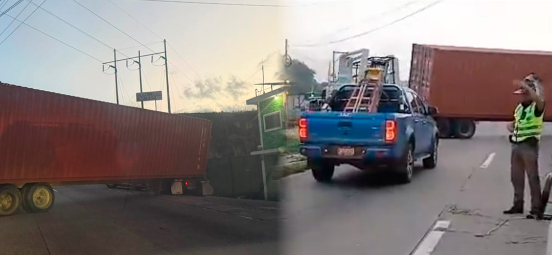Contenedor se desprende de tráiler y complica el paso en ruta al Atlántico