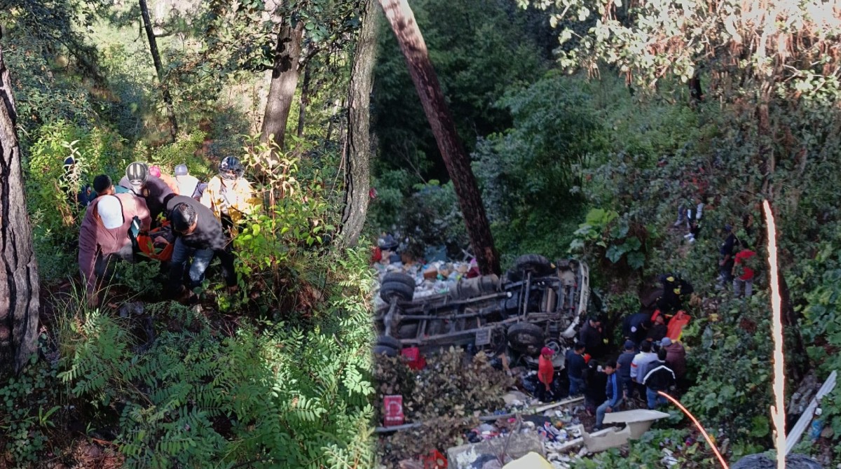 Camión cargado con alimentos cae a hondonada en Quiché