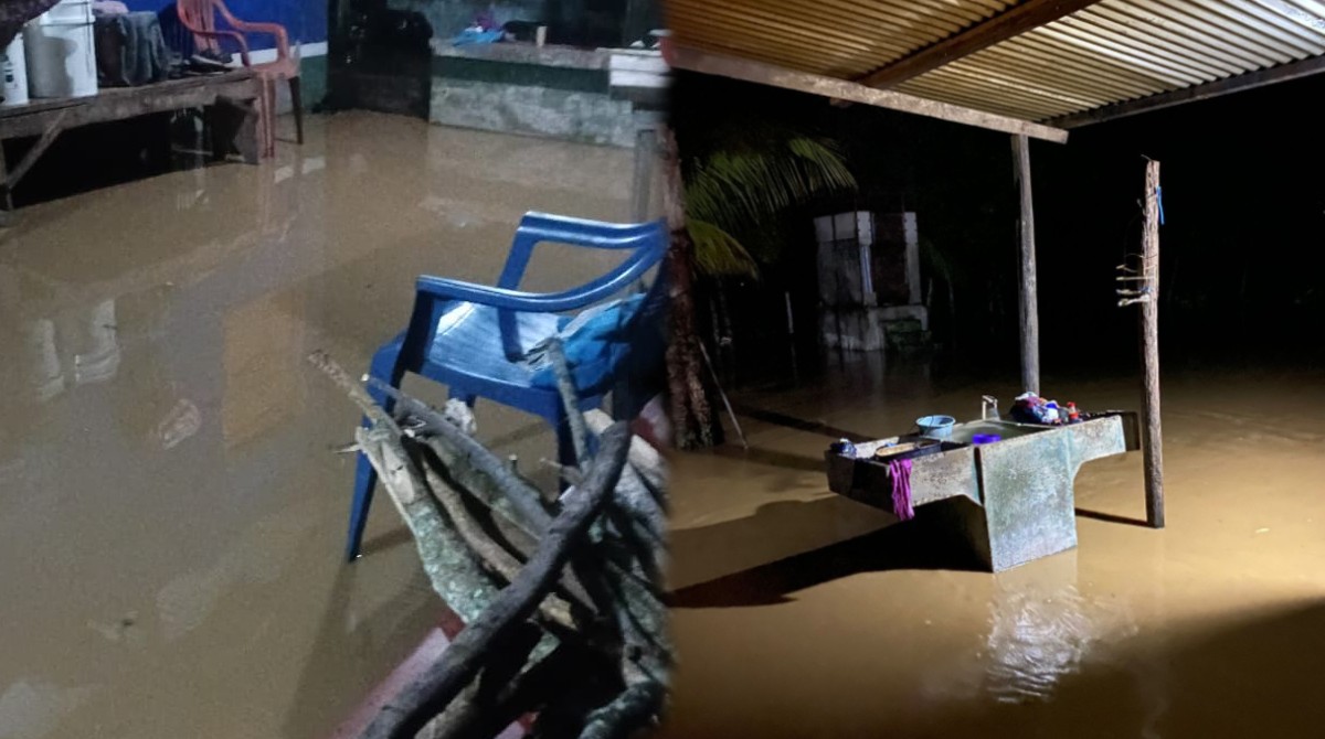 Río se desborda y provoca inundaciones en viviendas en Izabal