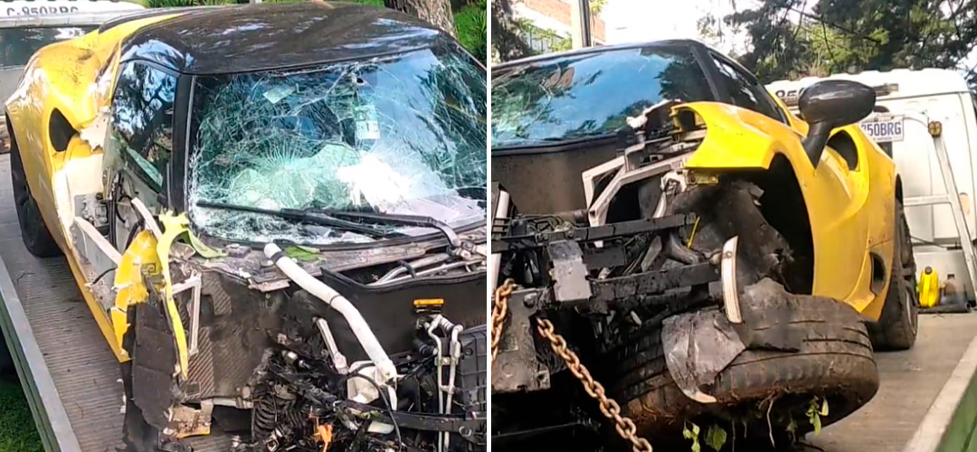 Localizan vehículo de lujo destruido y abandonado en zona 15