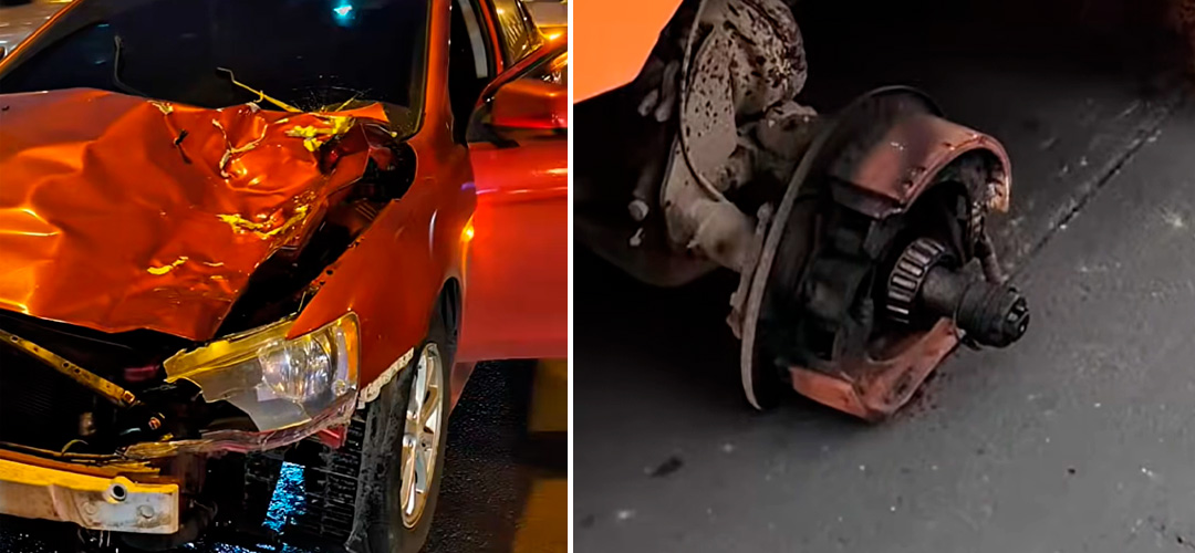 Camión pierde neumático y colisiona con vehículos en zona 10