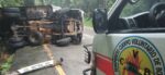 Camión quedó volcado en la bajada de las Cañas