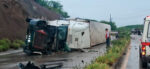 Reportan tráiler volcado en San Agustín Acasaguastlán, El Progreso
