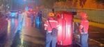 Fuerte accidente: Vehículo  vuelca en la Zona 10