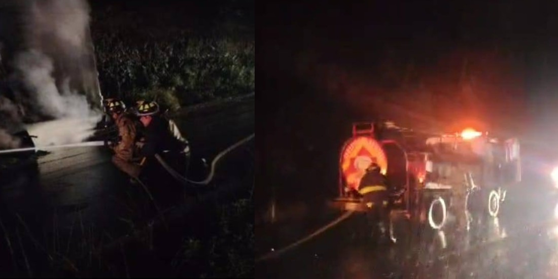 Tráiler se incendia en ruta Interamericana y complica el paso