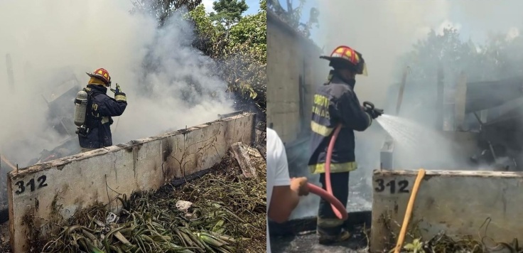 Bomberos combaten incendio estructural en San Pablo, San Marcos