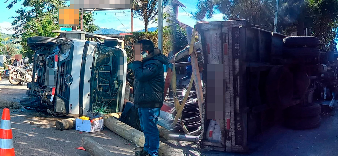 Camión vuelca en ruta Interamericana y piloto resulta herido