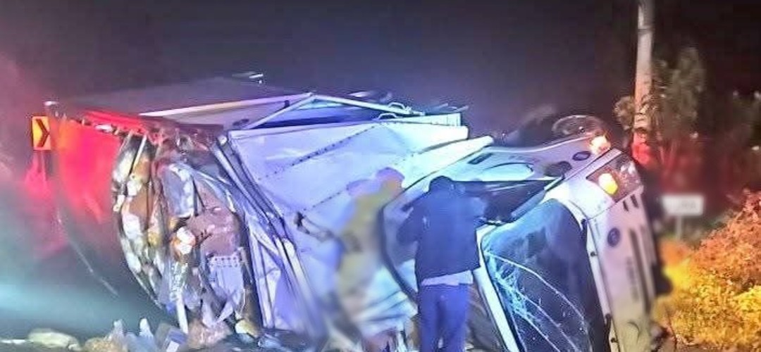 Camión queda volcado tras perder el control en la ruta Interamericana
