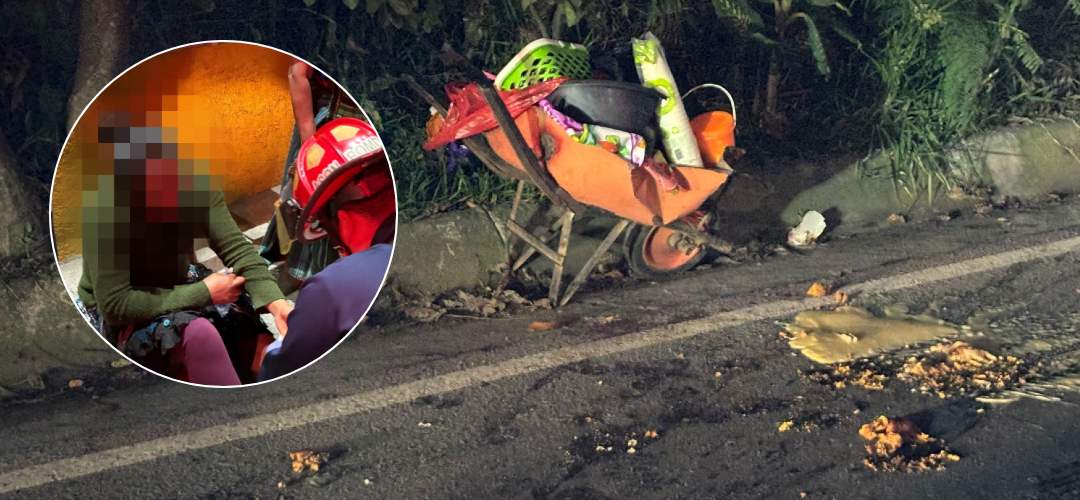 Vendedora ambulante resultó herida tras ser embestida por motorista en Ciudad Vieja, Sacatepéquez