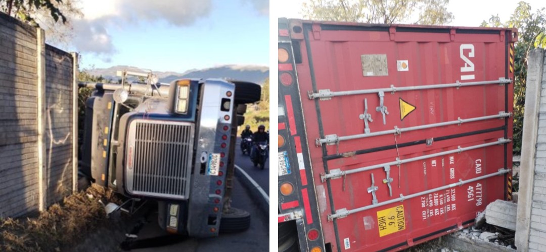 Tráiler vuelca en Ruta Nacional 14 y complica el tránsito