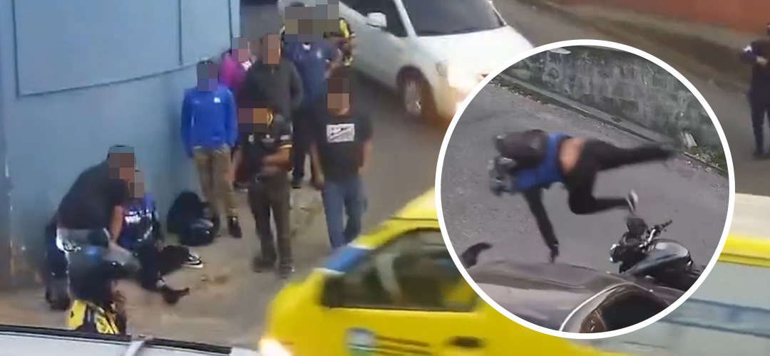 Motorista sale expulsado tras ser embestido en Santa Catarina Pinula (VIDEO)