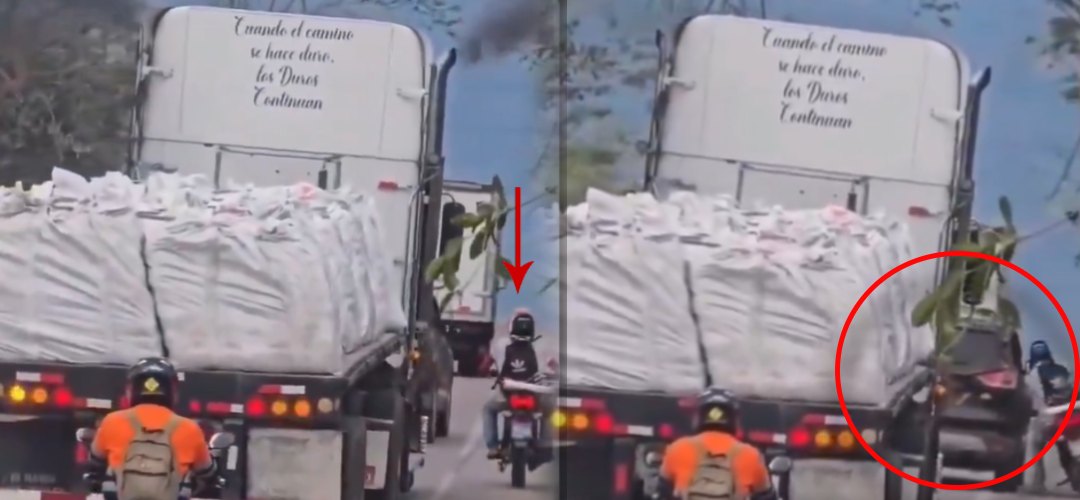 A segundos de morir: motorista cae frente a tráiler en movimiento en El Salvador (VIDEO)