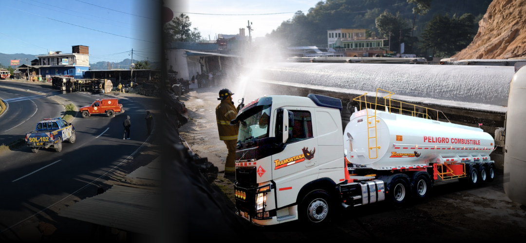 Tráiler cisterna queda volcado y derrama combustible en km. 125