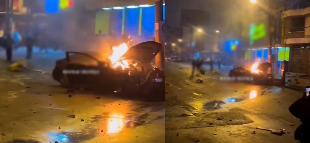 Vehículo se incendia tras accidente en zona 7