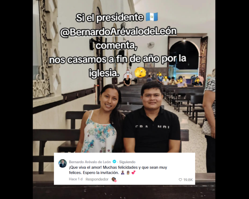 Guatemaltecos retan a Bernardo Arévalo con el trend “Si comenta nos casamos” y así reaccionó
