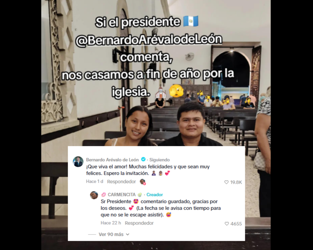 Guatemaltecos retan a Bernardo Arévalo con el trend “Si comenta nos casamos” y así reaccionó