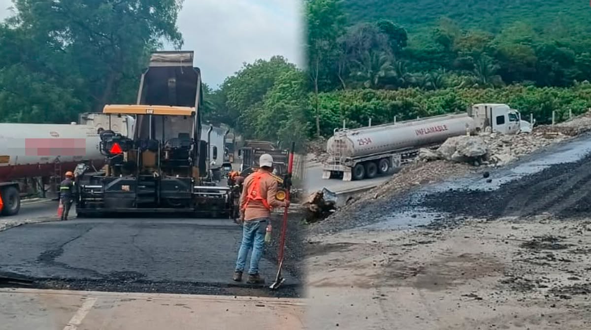 Avanzan trabajos de asfalto en los accesos al Puente Bailey en el kilómetro 111 ruta al Atlántico
